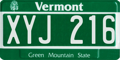 VT license plate XYJ216