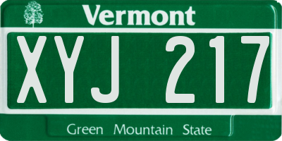 VT license plate XYJ217