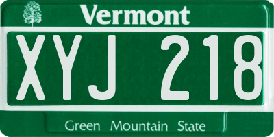 VT license plate XYJ218