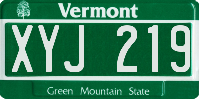 VT license plate XYJ219