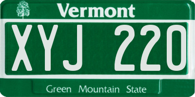 VT license plate XYJ220