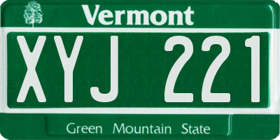 VT license plate XYJ221