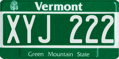 VT license plate XYJ222