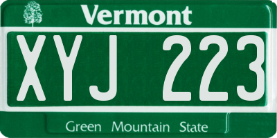VT license plate XYJ223