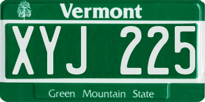 VT license plate XYJ225