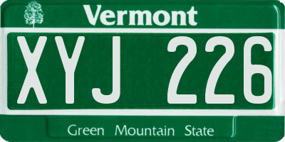 VT license plate XYJ226