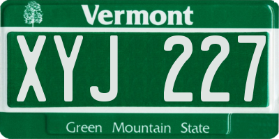 VT license plate XYJ227
