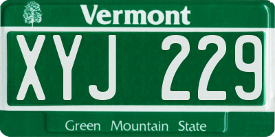 VT license plate XYJ229
