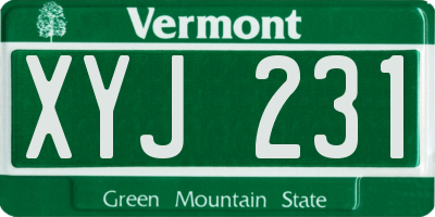 VT license plate XYJ231