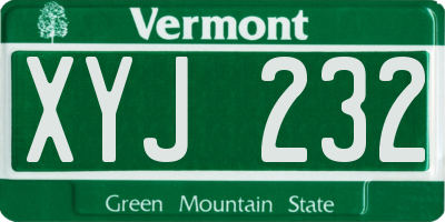VT license plate XYJ232