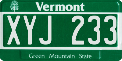 VT license plate XYJ233