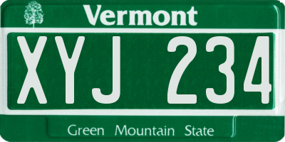 VT license plate XYJ234
