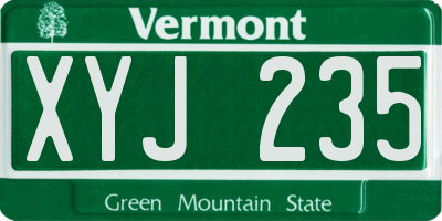 VT license plate XYJ235