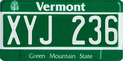 VT license plate XYJ236