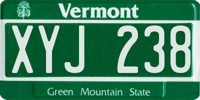 VT license plate XYJ238