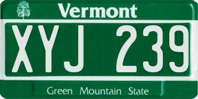 VT license plate XYJ239