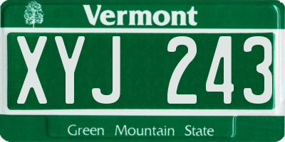 VT license plate XYJ243