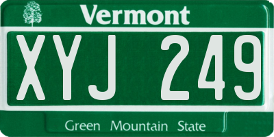 VT license plate XYJ249