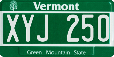 VT license plate XYJ250