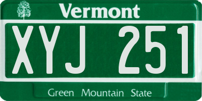 VT license plate XYJ251