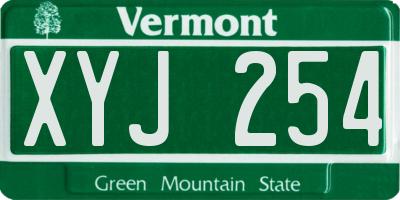 VT license plate XYJ254