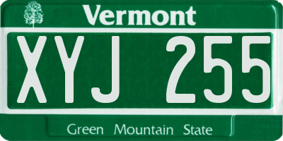 VT license plate XYJ255