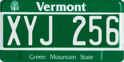 VT license plate XYJ256