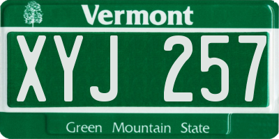 VT license plate XYJ257