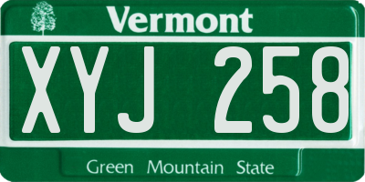 VT license plate XYJ258