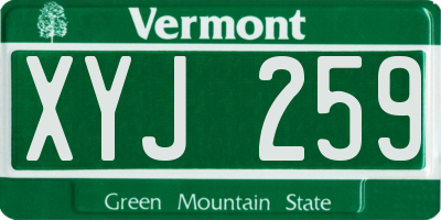 VT license plate XYJ259
