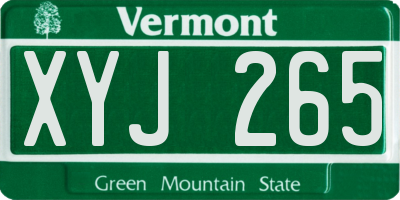 VT license plate XYJ265