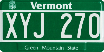 VT license plate XYJ270