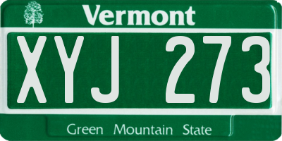 VT license plate XYJ273