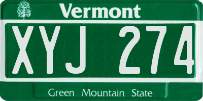 VT license plate XYJ274