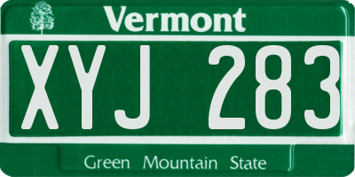 VT license plate XYJ283