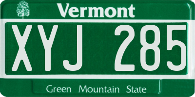 VT license plate XYJ285