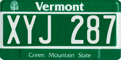 VT license plate XYJ287