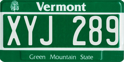 VT license plate XYJ289