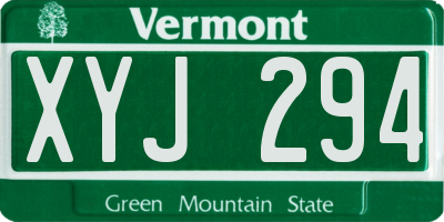 VT license plate XYJ294