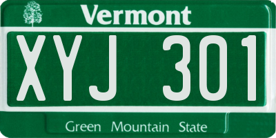 VT license plate XYJ301