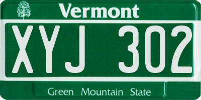VT license plate XYJ302