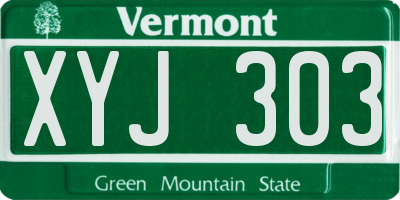 VT license plate XYJ303