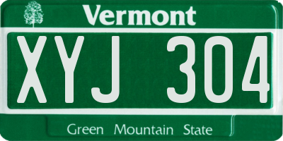 VT license plate XYJ304