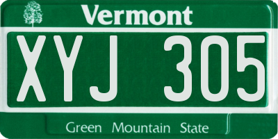 VT license plate XYJ305