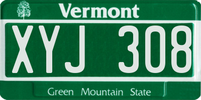 VT license plate XYJ308