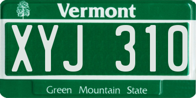 VT license plate XYJ310