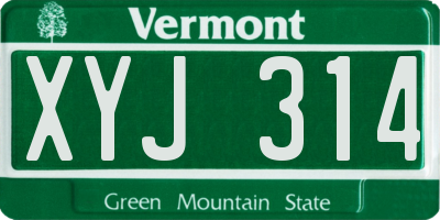VT license plate XYJ314