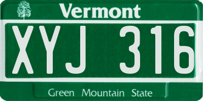 VT license plate XYJ316