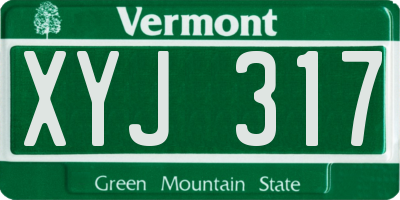 VT license plate XYJ317