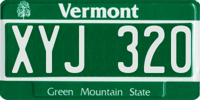 VT license plate XYJ320